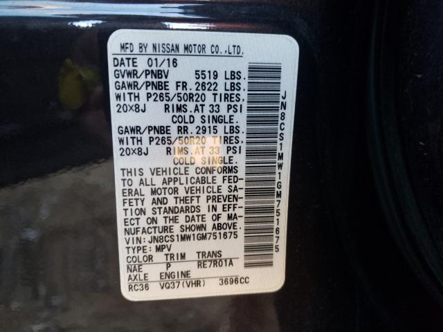 2016 INFINITI QX70 JN8CS1MW1GM751675