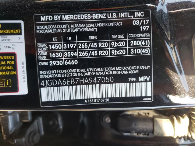 2017 MERCEDES-BENZ GLE 43 AMG 4JGDA6EB7HA947050