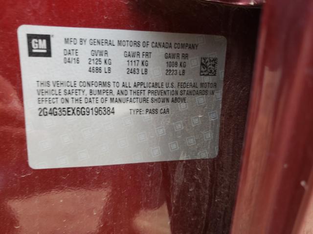 2016 BUICK REGAL SPOR 2G4G35EX6G9196384