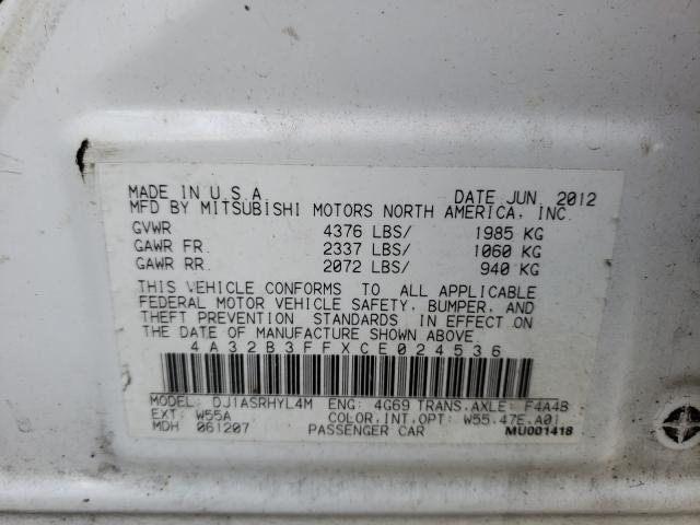 2012 MITSUBISHI GALANT 4A32B3FFXCE024536