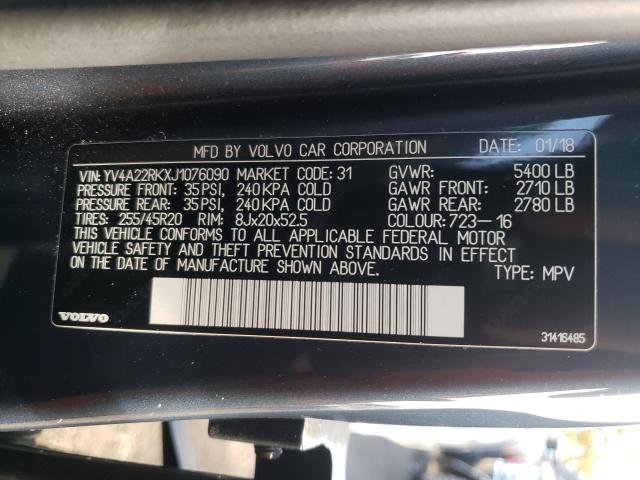 2018 VOLVO XC60 T6 MO YV4A22RKXJ1076090