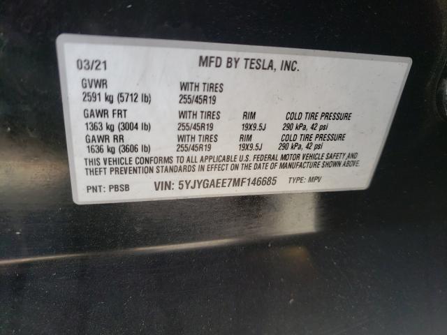 2021 TESLA MODEL Y 5YJYGAEE7MF146685