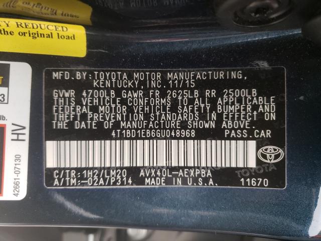 2016 TOYOTA AVALON HYB 4T1BD1EB6GU048968