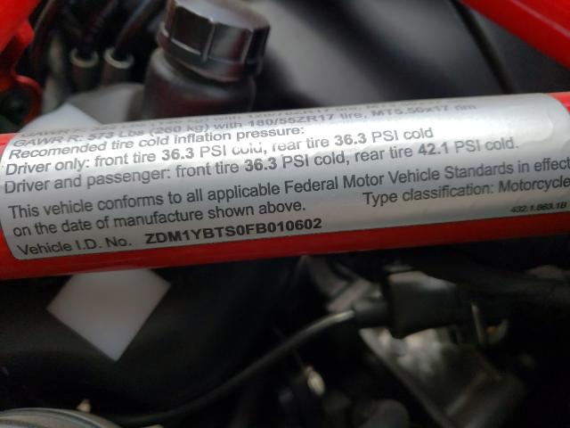 2015 DUCATI HYPERMOTAR ZDM1YBTS0FB010602
