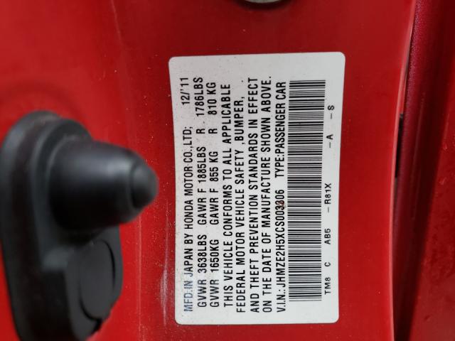2012 HONDA INSIGHT LX JHMZE2H5XCS003306