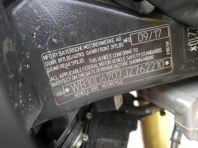2018 BMW S 1000 R WB10D6207JZ762210