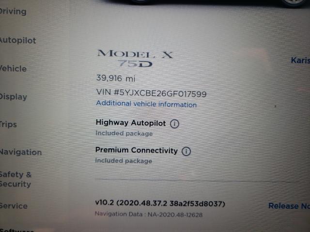 2016 TESLA MODEL X 5YJXCBE26GF017599