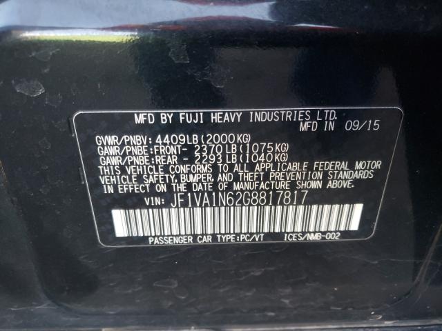 2016 SUBARU WRX LIMITE JF1VA1N62G8817817