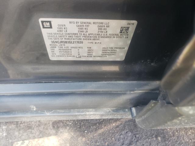 2016 CHEVROLET TRAX LTZ 3GNCJRSB3GL217639