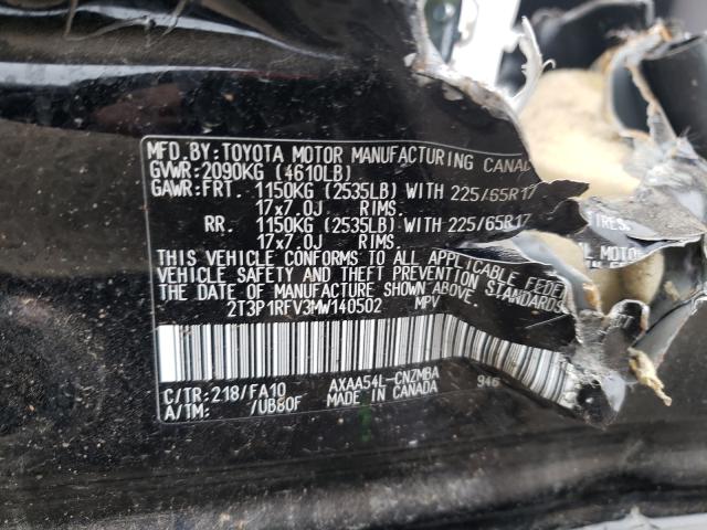 2021 TOYOTA RAV 4 2T3P1RFV3MW140502