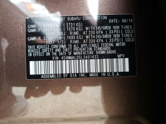 2020 SUBARU ASCENT LIM 4S4WMALD5L3401433
