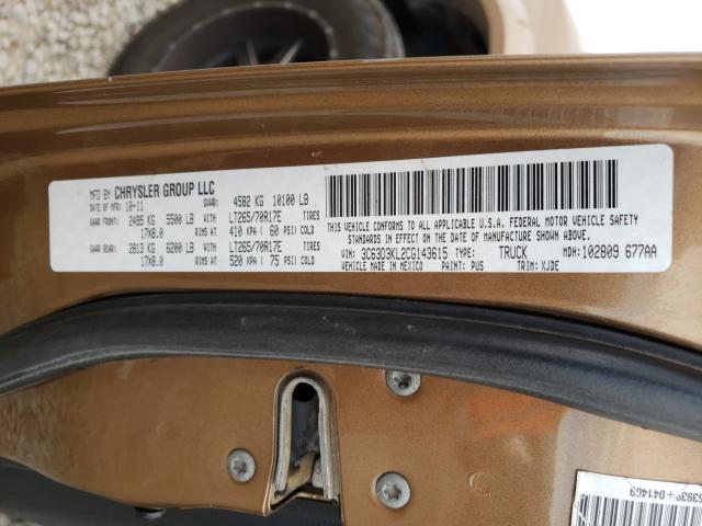2012 DODGE RAM 3500 L 3C63D3KL2CG143615