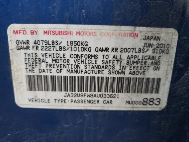 2010 MITSUBISHI LANCER GTS JA32U8FW8AU033621
