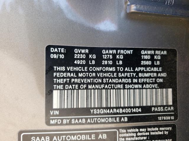 2011 SAAB 9-5 TURBO YS3GN4AR4B4001404