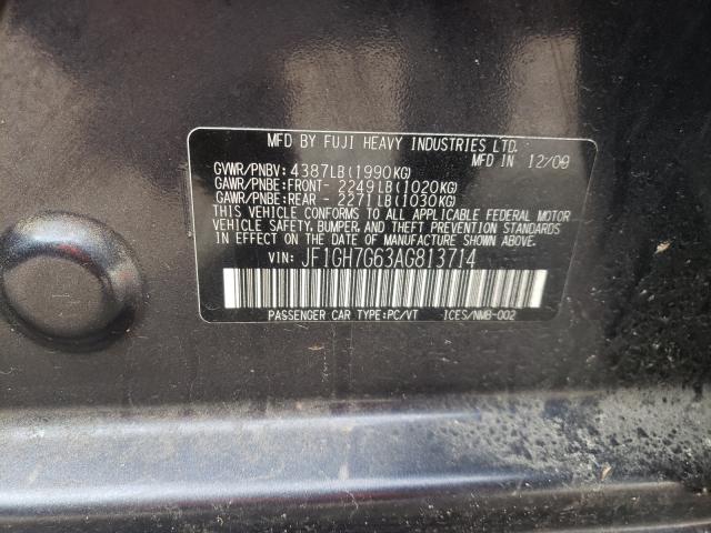 2010 SUBARU IMPREZA WR JF1GH7G63AG813714