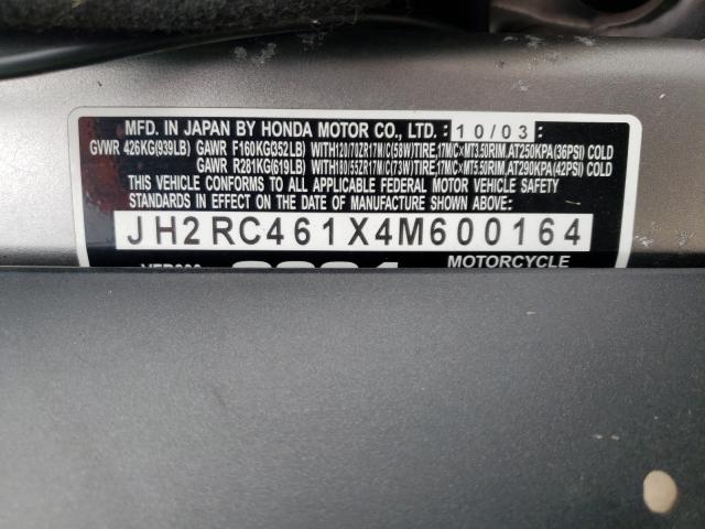 2004 HONDA VFR800 JH2RC461X4M600164