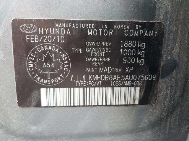 2010 HYUNDAI ELANTRA TO KMHDB8AE5AU075609