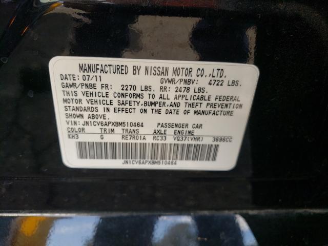2011 INFINITI G37 JN1CV6APXBM510464