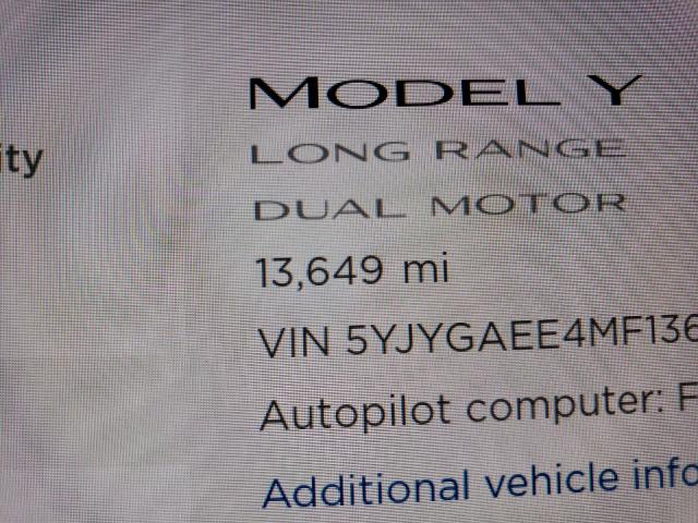2021 TESLA MODEL Y 5YJYGAEE4MF136549