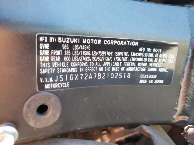 2011 SUZUKI GSX1300 R JS1GX72A7B2102518