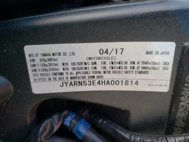 2017 YAMAHA FZ09 JYARN53E4HA001814