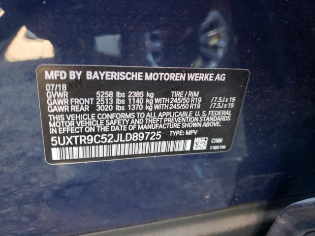2018 BMW X3 3.0I 5UXTR9C52JLD89725