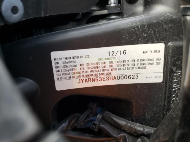 2017 YAMAHA FZ09 JYARN53E3HA000623