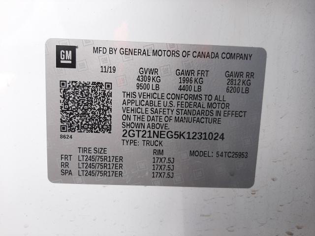 2019 GMC SIERRA C25 2GT21NEG5K1231024