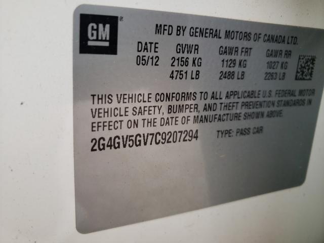2012 BUICK REGAL GS 2G4GV5GV7C9207294