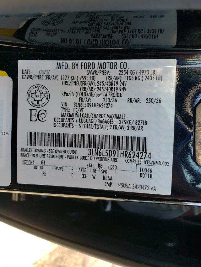 2017 LINCOLN MKZ SELECT 3LN6L5D91HR624274