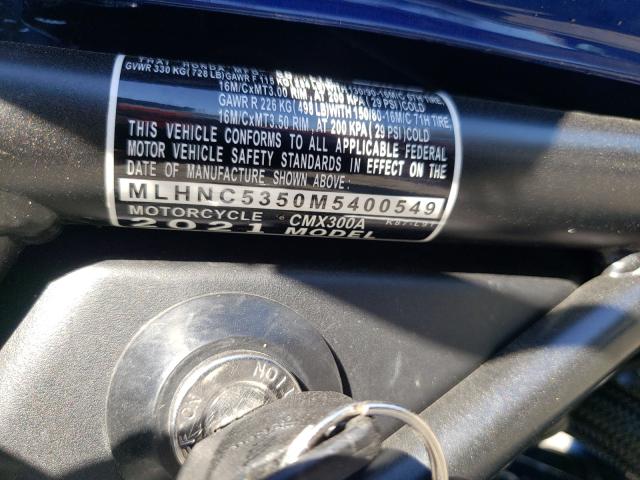 2021 HONDA CMX300 A MLHNC5350M5400549
