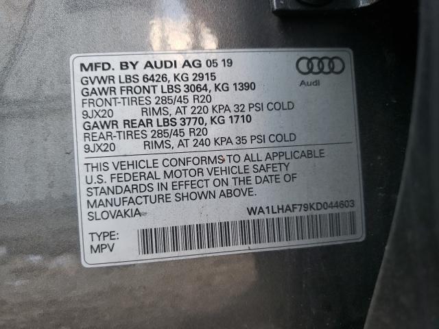 VIN WA1LHAF79KD044603 2019 Audi Q7, Premium Plus no.10