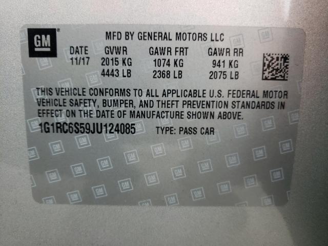 VIN 1G1RC6S59JU124085 2018 Chevrolet Volt, LT no.10