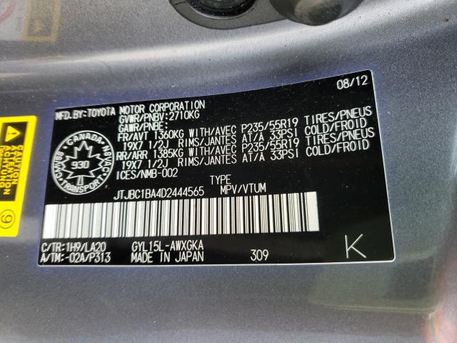 2013 LEXUS RX 450 JTJBC1BA4D2444565
