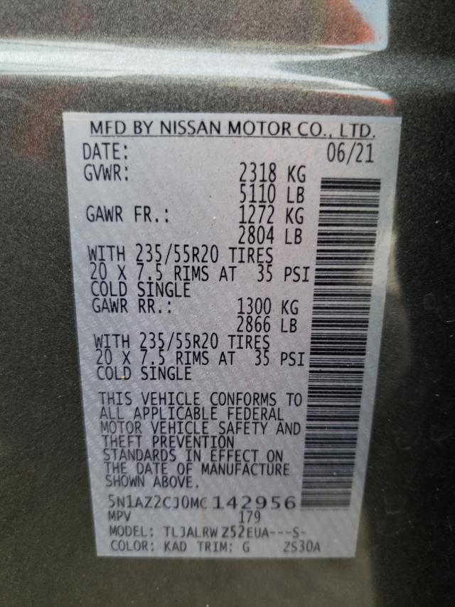 2021 NISSAN MURANO SL 5N1AZ2CJ0MC142956