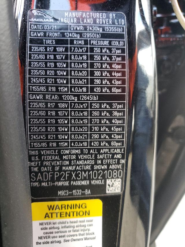 2021 JAGUAR E-PACE SE SADFP2FX3M1021080