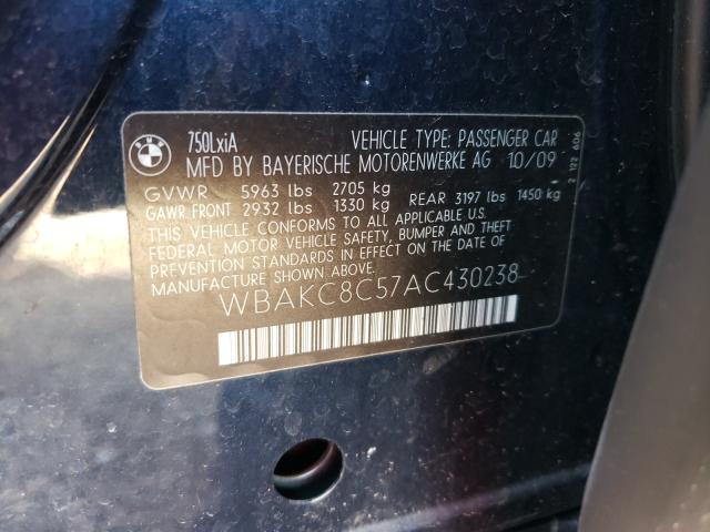 2010 BMW 750 LI XDR WBAKC8C57AC430238
