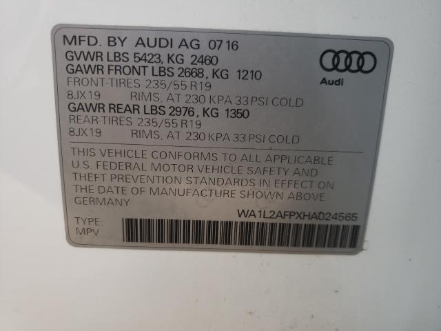 VIN WA1L2AFPXHA024565 2017 Audi Q5, Premium Plus no.10