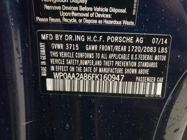 2015 PORSCHE CAYMAN WP0AA2A86FK160947