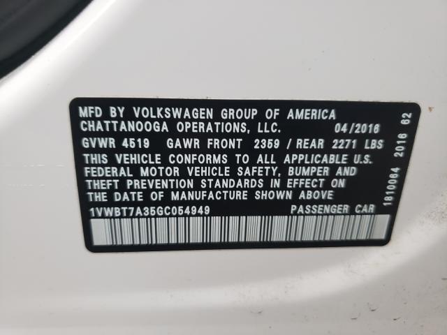 2016 VOLKSWAGEN PASSAT 1VWBT7A35GC054949