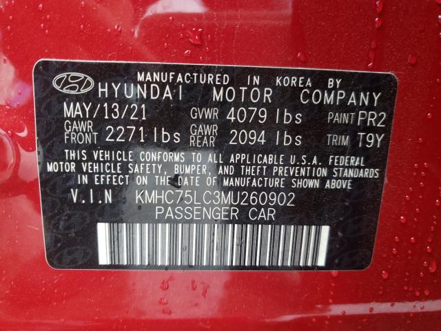 2021 HYUNDAI IONIQ SE KMHC75LC3MU260902