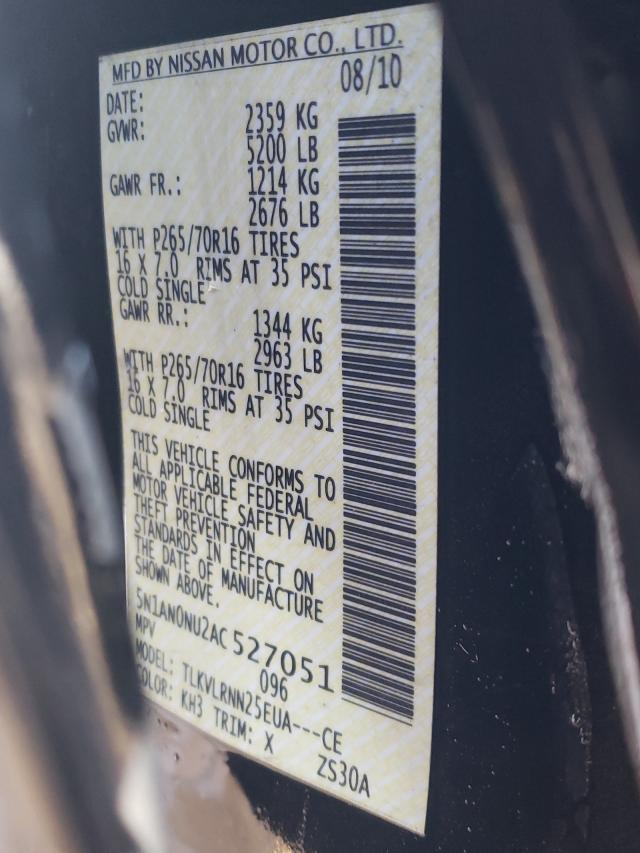 2010 NISSAN XTERRA OFF 5N1AN0NU2AC527051
