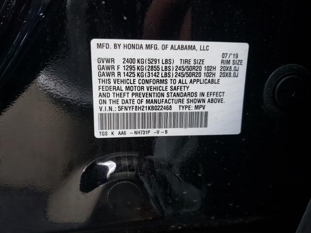 2019 HONDA PASSPORT S 5FNYF8H21KB022468