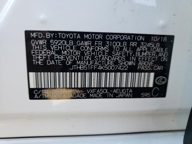 2019 LEXUS LS 500 BAS JTHB51FF4K5007422