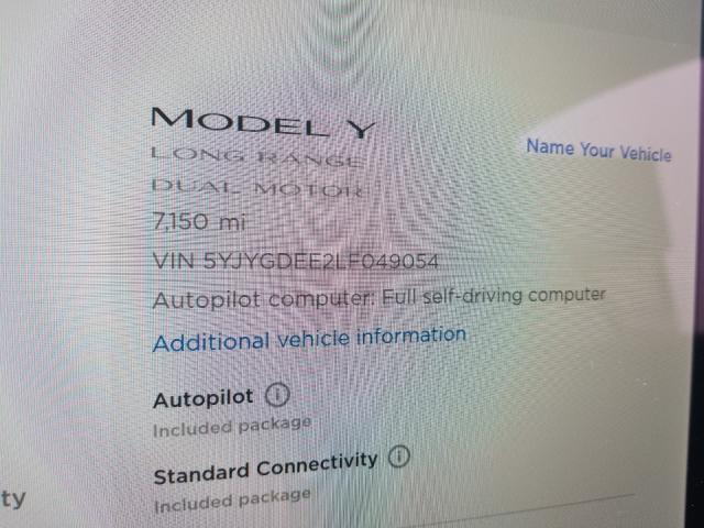 2020 TESLA MODEL Y 5YJYGDEE2LF049054