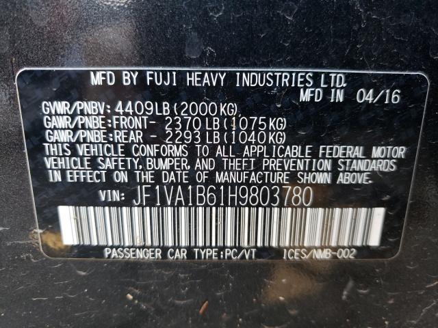 2017 SUBARU WRX JF1VA1B61H9803780