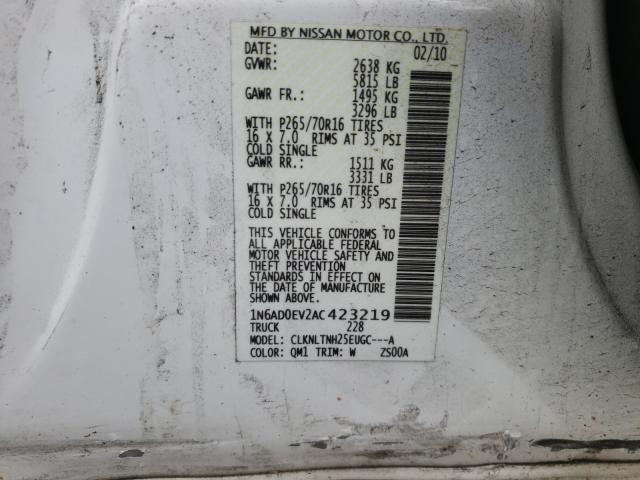 2010 NISSAN FRONTIER C 1N6AD0EV2AC423219