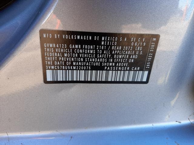 3VWC57BU5KM220075 Volkswagen Jetta 2019. Фото: 9