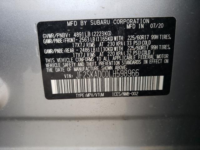 2020 SUBARU FORESTER JF2SKADC0LH598966