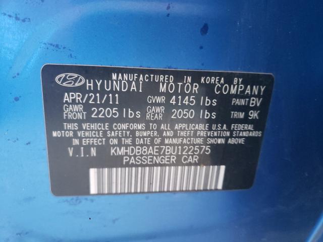 2011 HYUNDAI ELANTRA TO KMHDB8AE7BU122575
